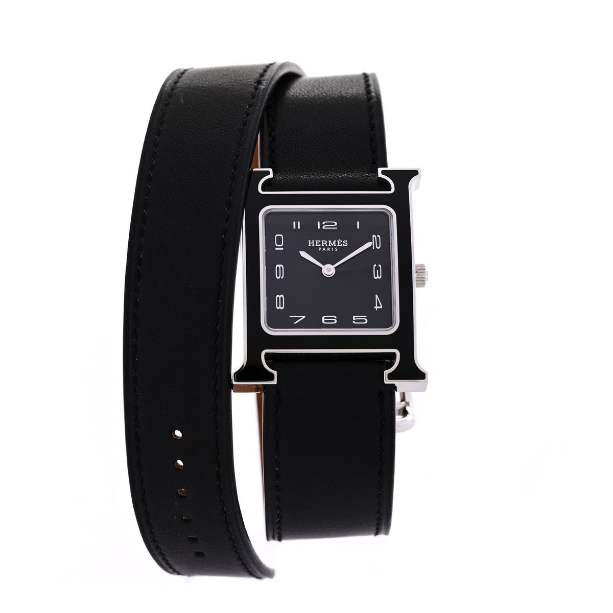 エルメス Hウォッチ クォーツ 26mm ステンレス ブラック バレニア HERMES HEURE H QUARTZ WATCH 26MM STAINLESS STEEL NOIR BARENIA