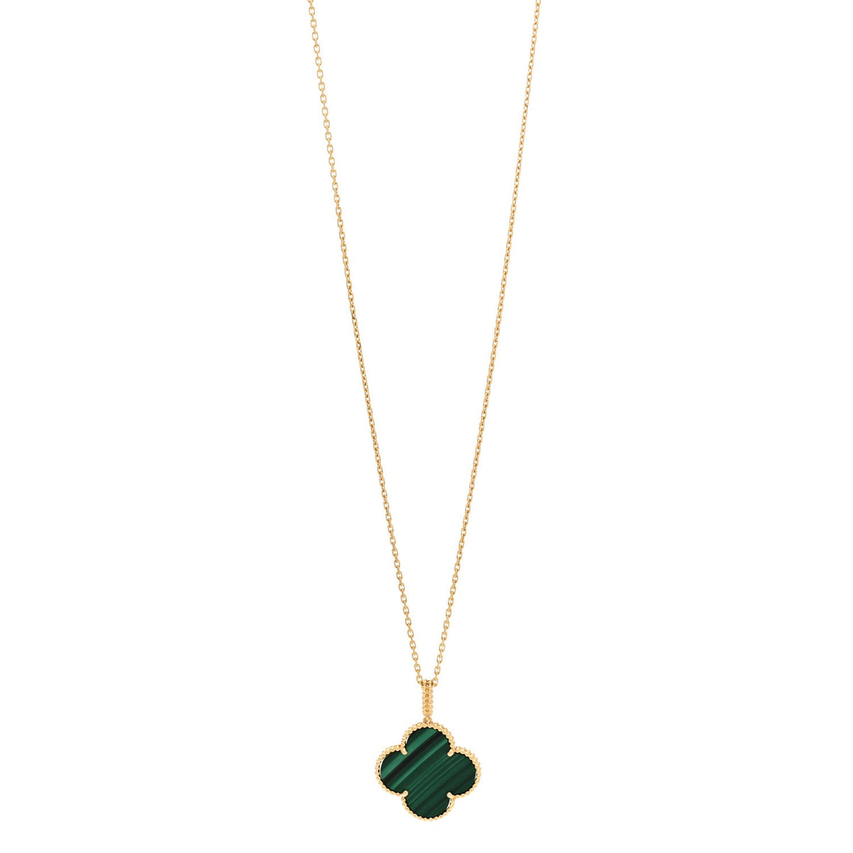 Van Cleef & Arpels Magic Alhambra Pendant Necklace Malachite 18K Yellow Gold 