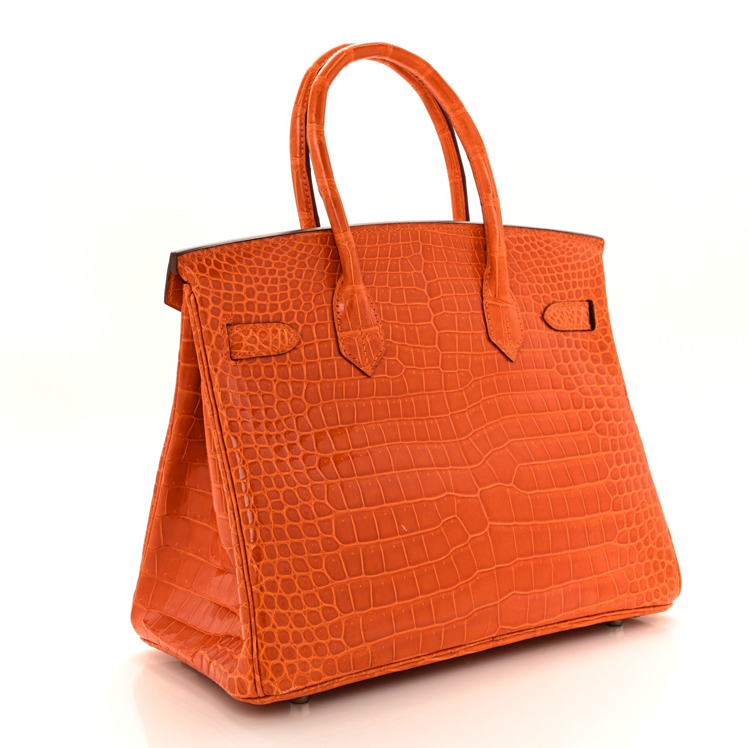 HERMES BIRKIN 30 ORANGE SHINY POROSUS CROCODILE GOLD HARDWARE