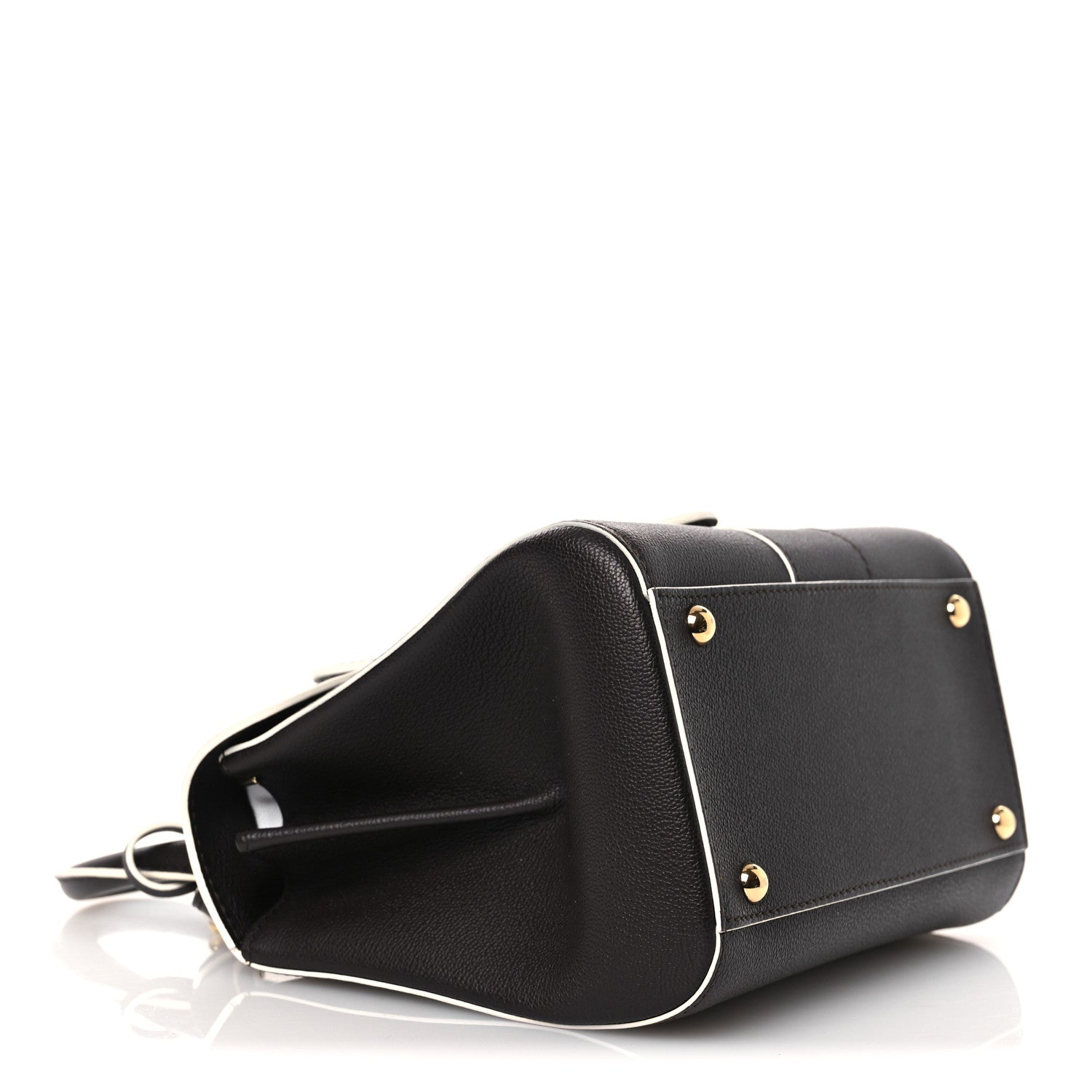 デルヴォー ブリヨン ミニ バイカラー サッチェル Black グレインドカーフスキン ゴールド金具 DELVAUX BRILLANT MINI BI-COLOR SATCHEL BLACK GRAINED CALFSKIN GOLD HARDWARE