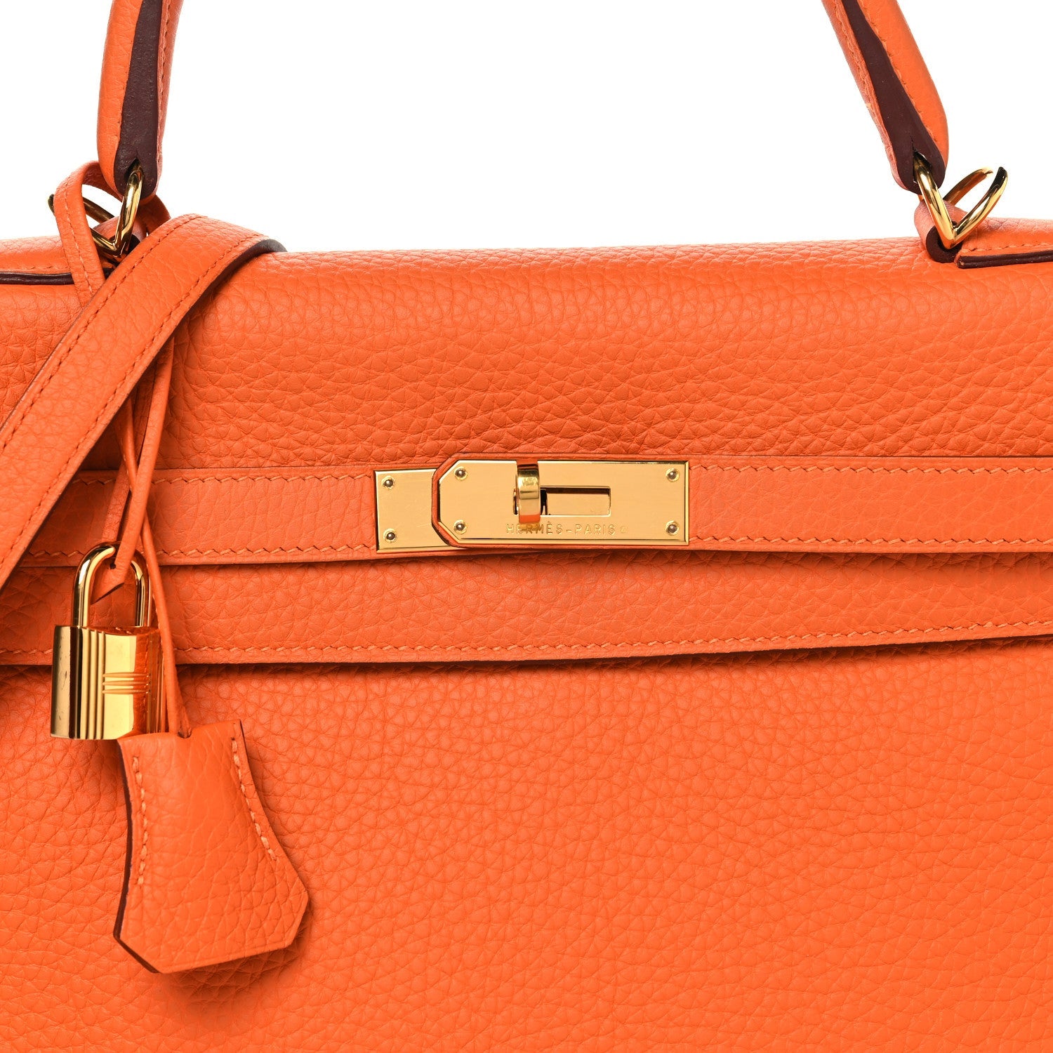 HERMES KELLY 35 RETOURNE ORANGE TAURILLON CLEMENCE GOLD HARDWARE