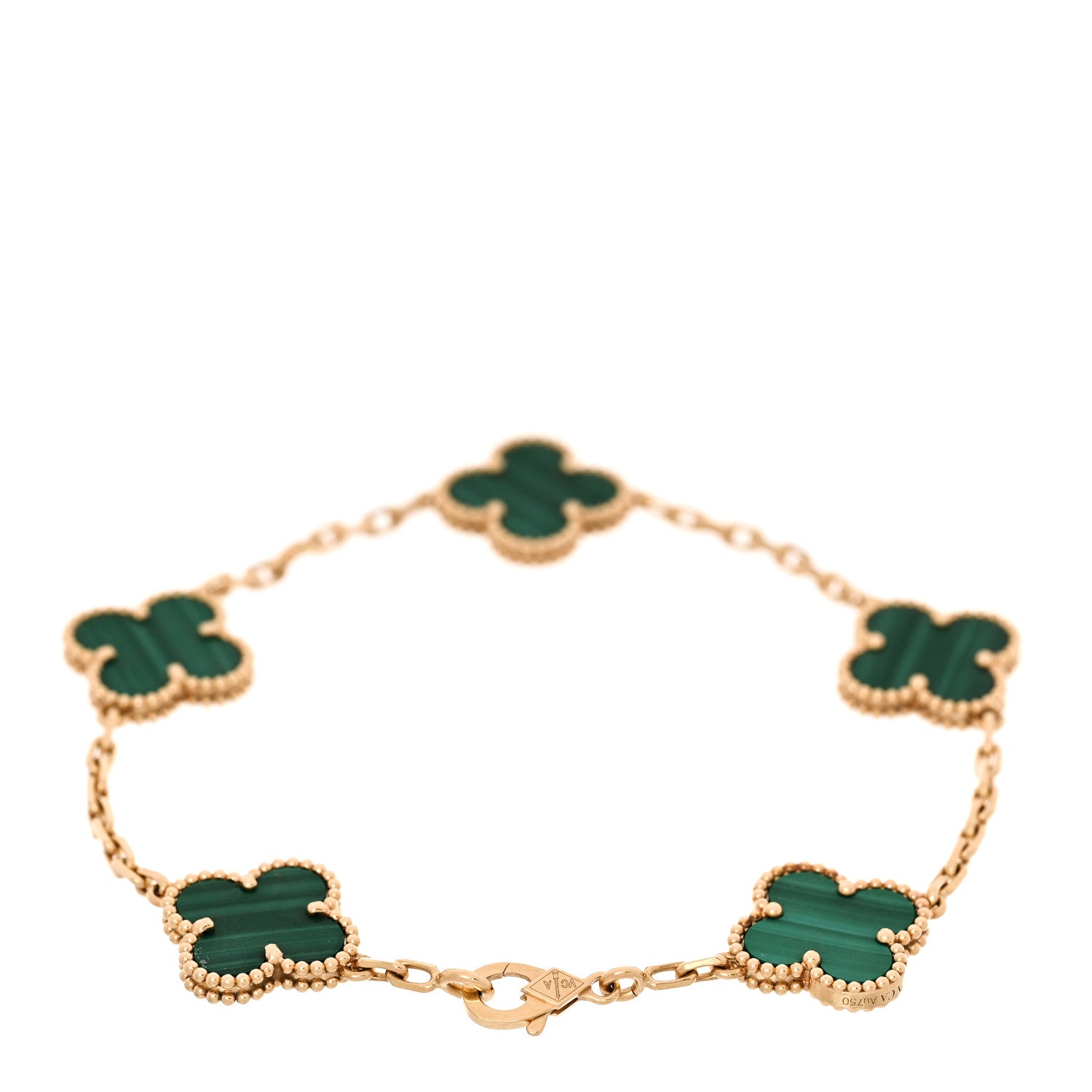 ヴァンクリーフ＆アーペル ヴィンテージアルハンブラ 5モチーフ ブレスレット マラカイト 18K イエローゴールド VAN CLEEF & ARPELS VINTAGE ALHAMBRA 5 MOTIFS BRACELET MALACHITE 18K YELLOW GOLD