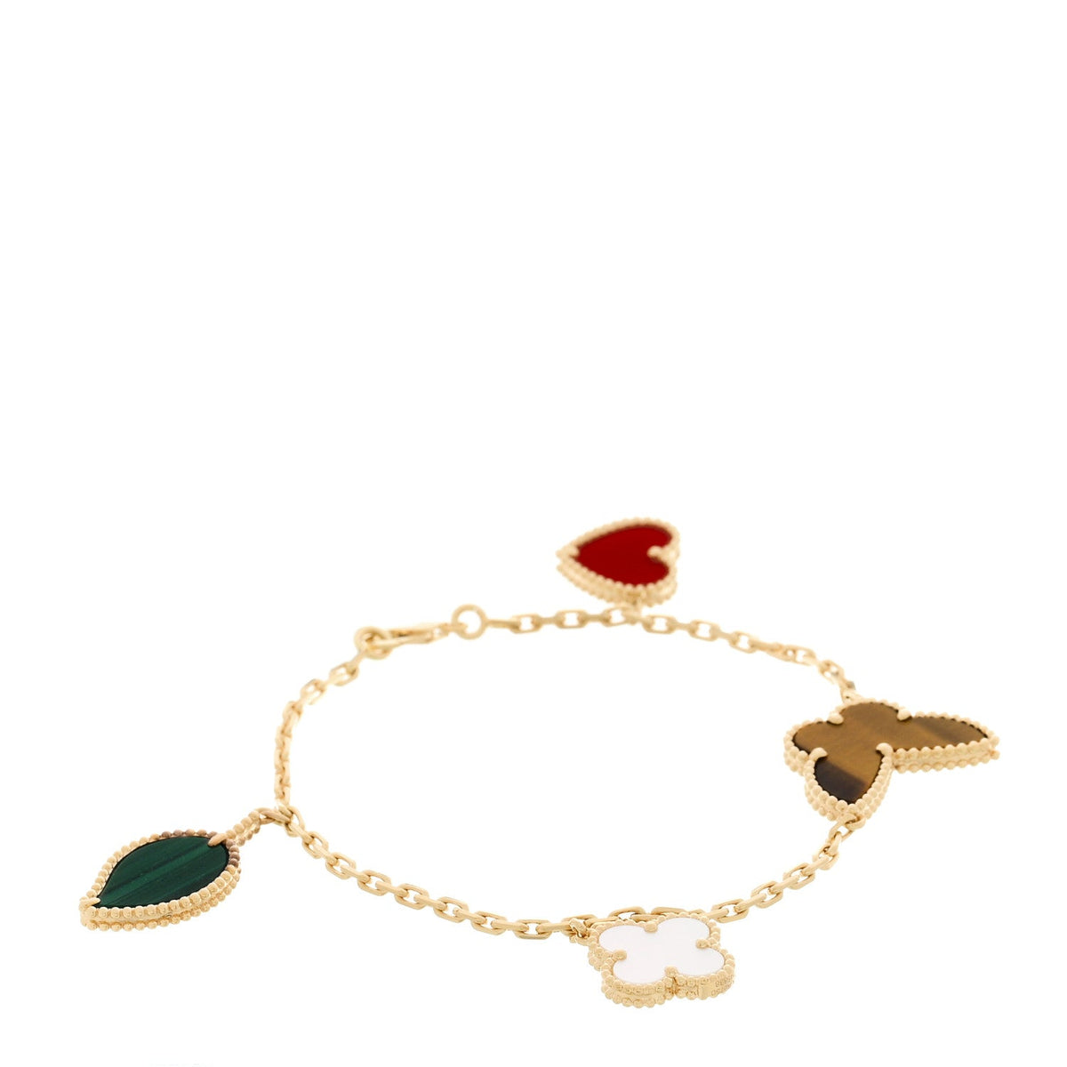 ヴァンクリーフ＆アーペル ラッキーアルハンブラ 4モチーフ ブレスレット マルチカラー 18K イエローゴールド VAN CLEEF & ARPELS LUCKY ALHAMBRA 4 MOTIFS BRACELET MULTICOLOR 18K YELLOW GOLD