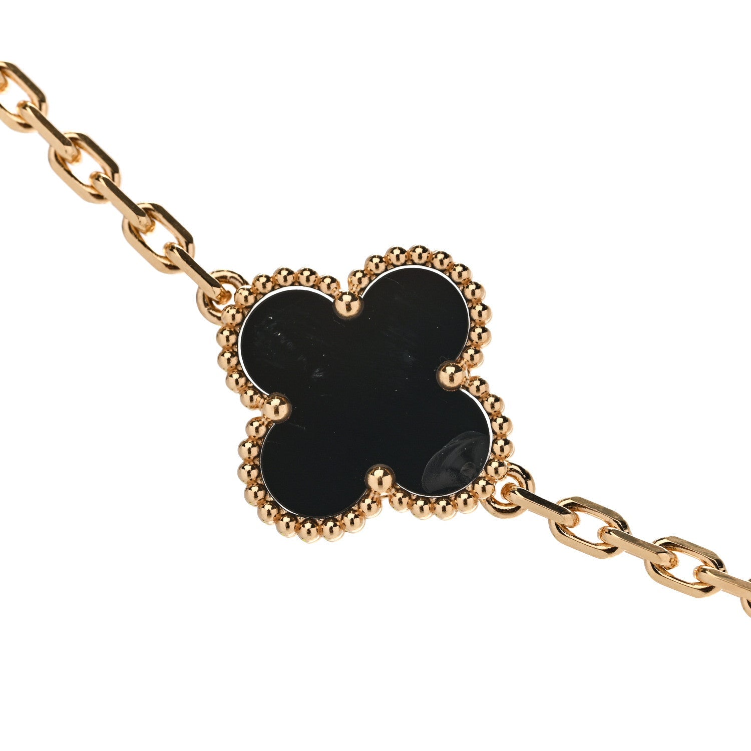 Van Cleef & Arpels 18K Yellow Gold Black Onyx 20-Motif Vintage Alhambra Necklace