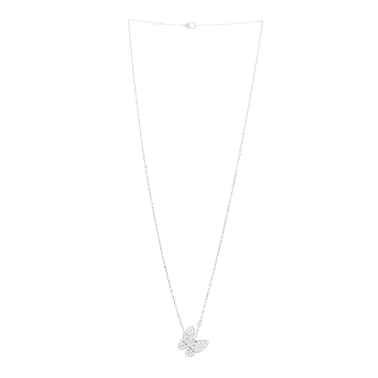ヴァンクリーフ＆アーペル ツーバタフライ ペンダントネックレス ダイヤモンド 18K ホワイトゴールド VAN CLEEF & ARPELS TWO BUTTERFLY PENDANT NECKLACE DIAMOND 18K WHITE GOLD