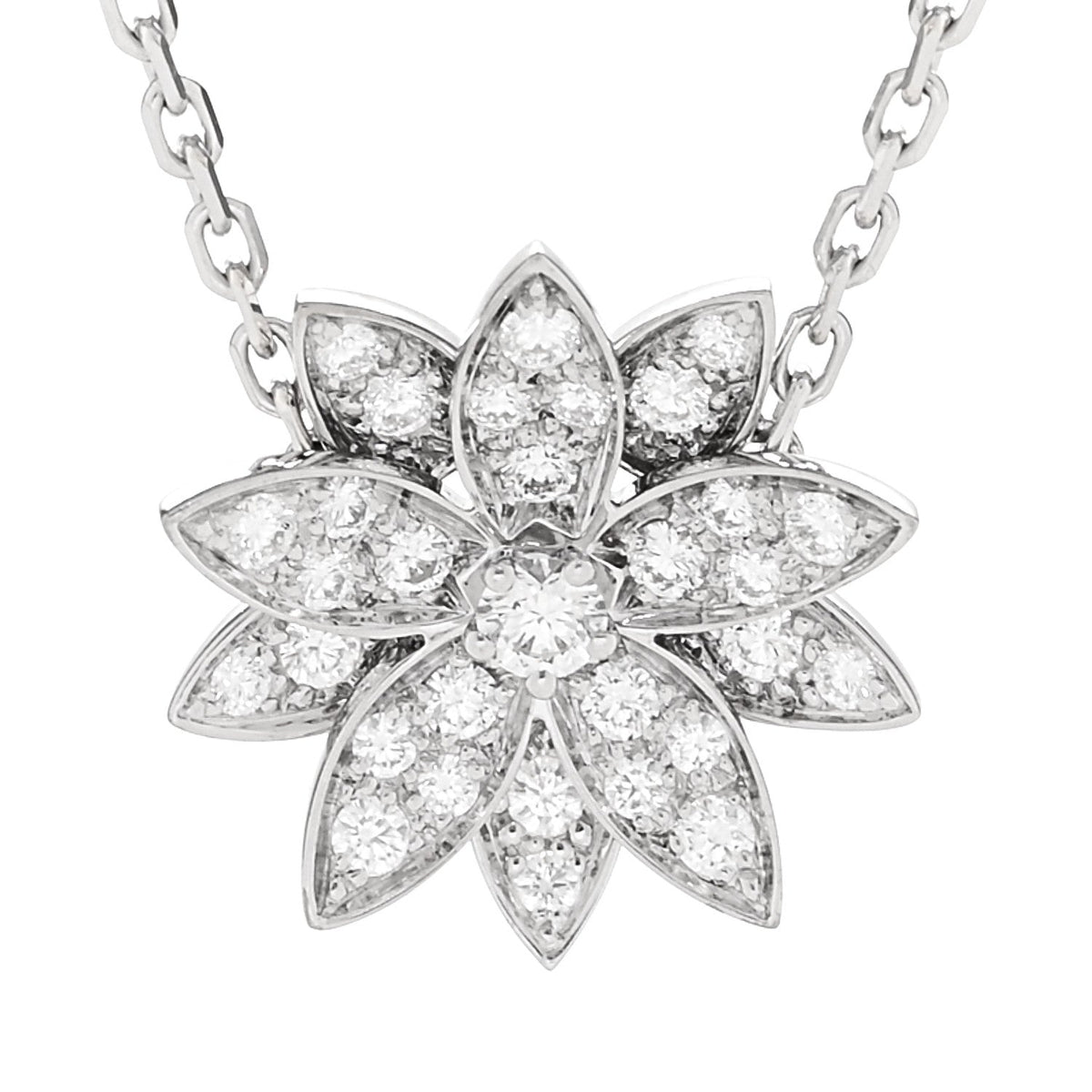 ヴァンクリーフ＆アーペル スモール ロータス ペンダントネックレス ダイヤモンド 18K ホワイトゴールド VAN CLEEF & ARPELS SMALL LOTUS PENDANT NECKLACE DIAMOND 18K WHITE GOLD