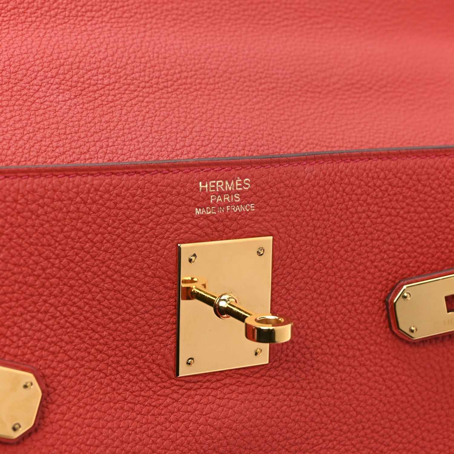 HERMES KELLY 32 RETOURNE ROUGE CASAQUE TOGO SILVER HARDWARE