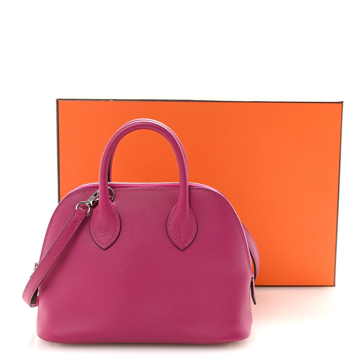 Hermès Mini Bolide 1923 Rose Pourpre Evercolor Silver Hardware