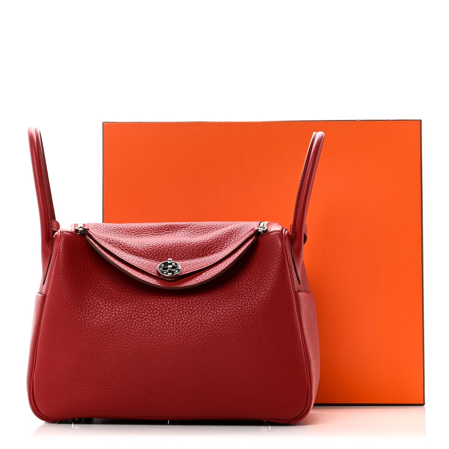 HERMES LINDY 30 ROUGE GARANCE TAURILLON CLEMENCE SILVER HARDWARE