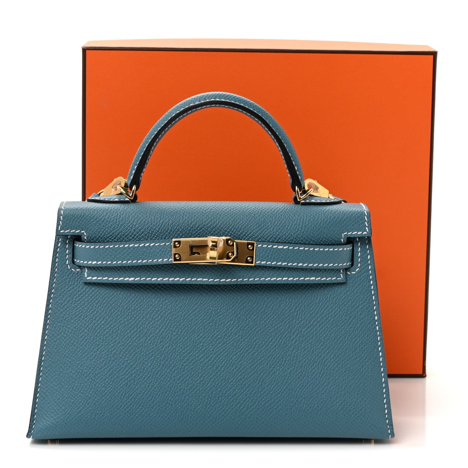 エルメス ミニケリー 20 外縫い New Blue Jean エプソン ゴールド金具 HERMES MINI KELLY 20 SELLIER NEW BLUE JEAN EPSOM GOLD HARDWARE