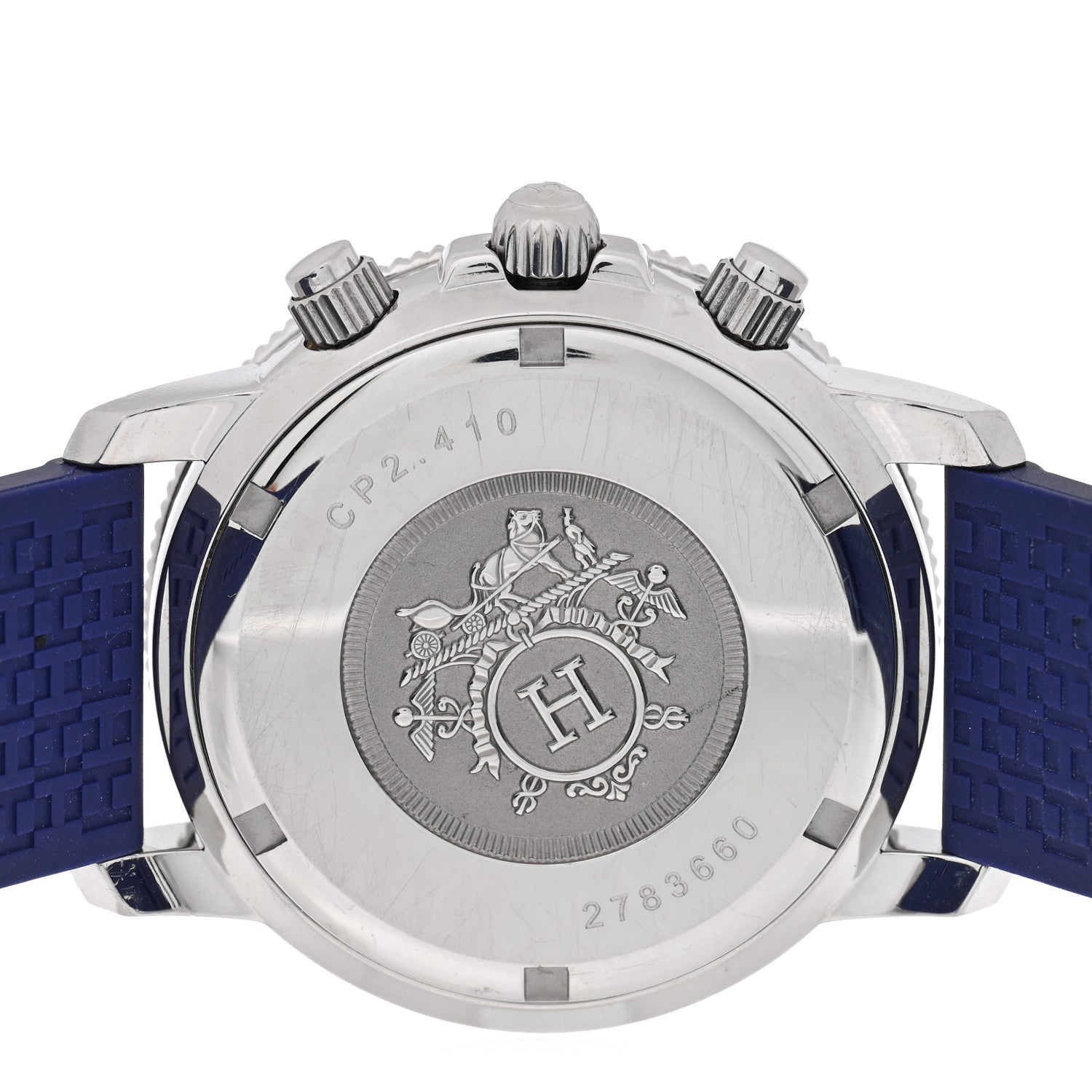 エルメス ラバー 36mm クリッパー クロノグラフ クォーツウォッチ 腕時計 ブルー