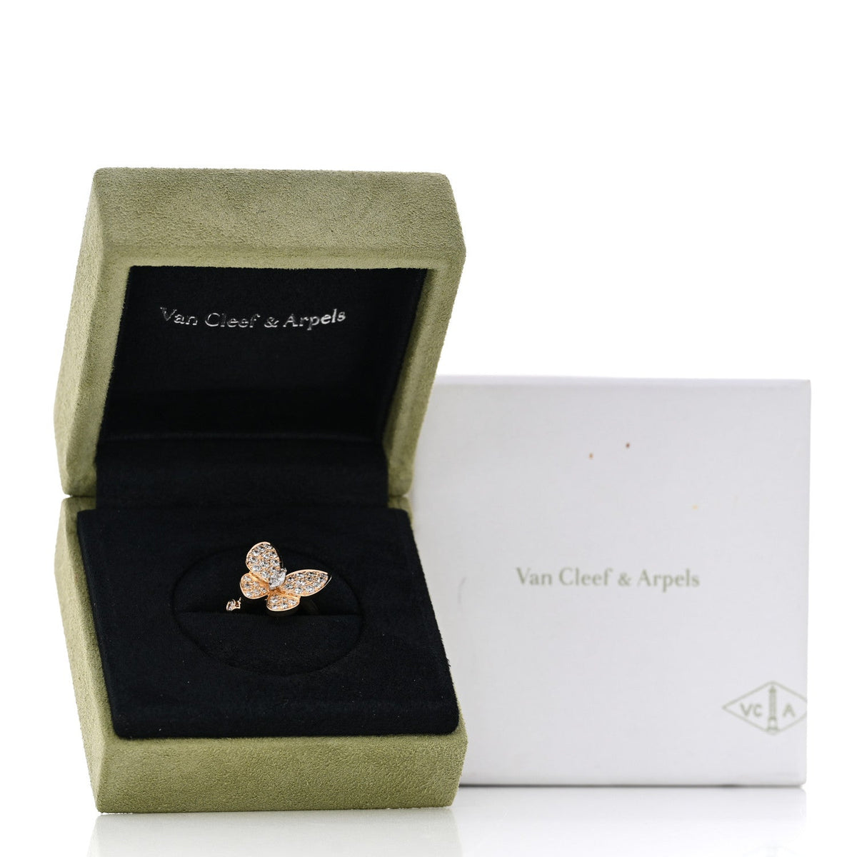 ヴァンクリーフ＆アーペル ツーバタフライ リング ダイヤモンド 18K イエローゴールド VAN CLEEF & ARPELS TWO BUTTERFLY RING DIAMOND 18K YELLOW GOLD