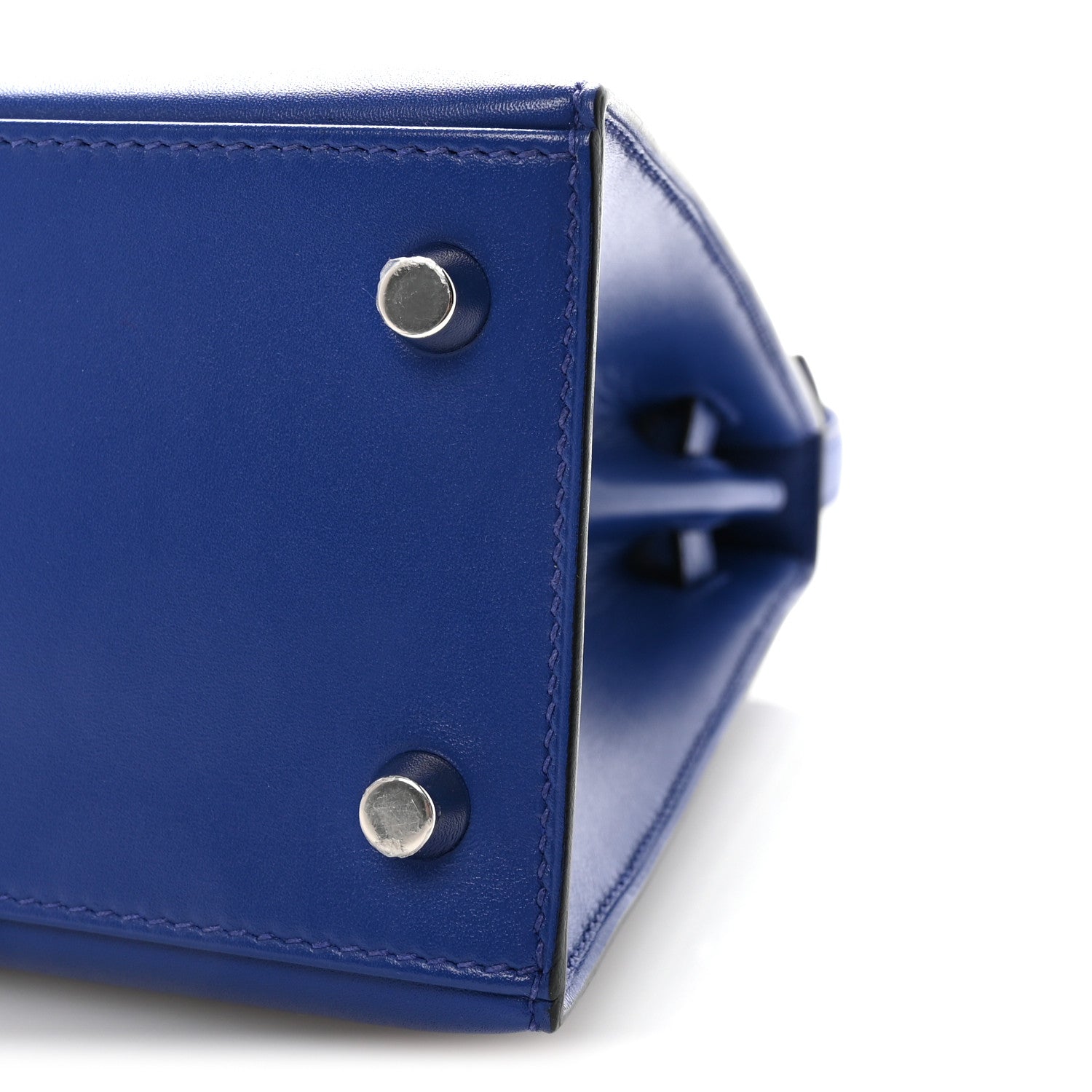 エルメス ケリー 25 外縫い Bleu Electrique ボックス シルバー金具