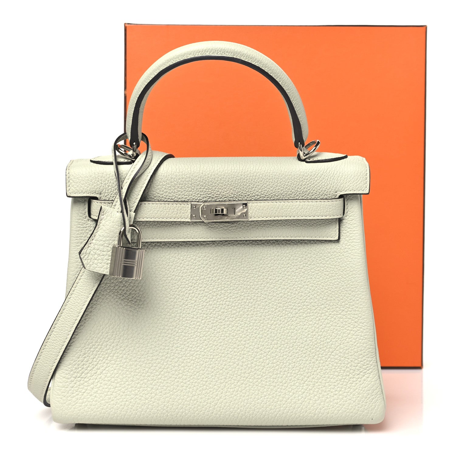 HERMES KELLY 25 RETOURNE GRIS NEVE TOGO SILVER HARDWARE