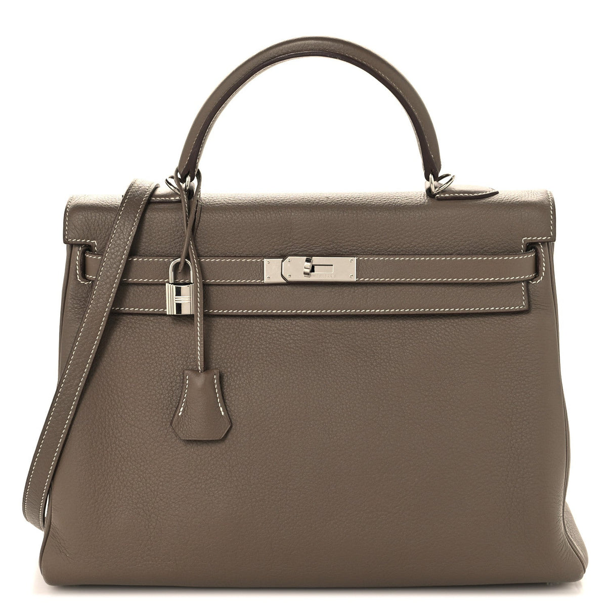 エルメス ケリー 35 内縫い Etoupe トリヨンクレマンス シルバー金具 HERMES KELLY 35 RETOURNE ETOUPE TAURILLON CLEMENCE SILVER HARDWARE