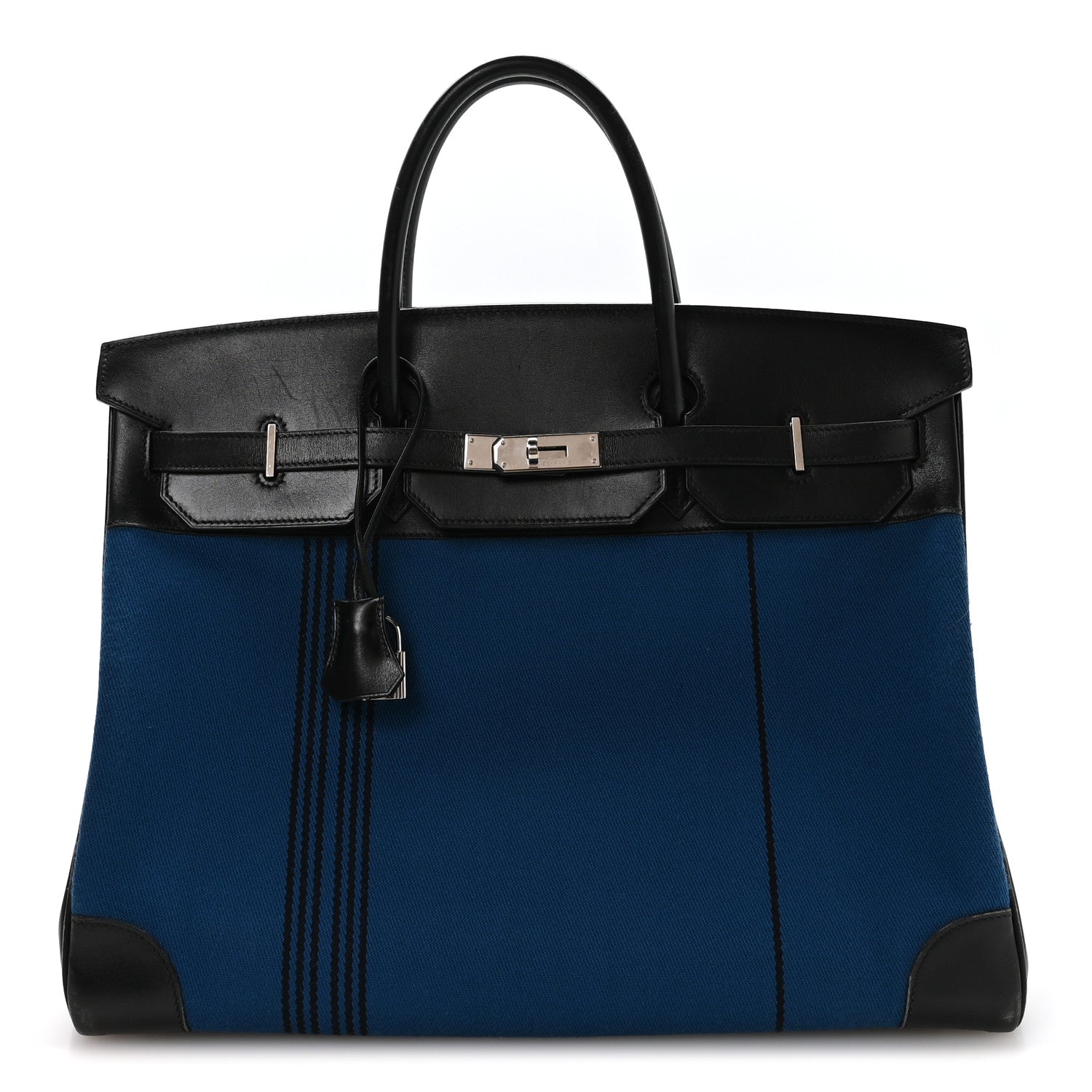 エルメス バーキン 40 Blue Black トワル / ボックス シルバー金具