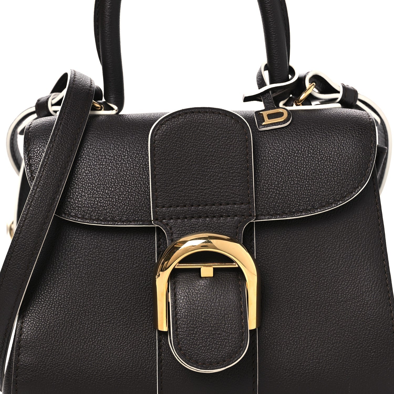デルヴォー ブリヨン ミニ バイカラー サッチェル Black グレインドカーフスキン ゴールド金具 DELVAUX BRILLANT MINI BI-COLOR SATCHEL BLACK GRAINED CALFSKIN GOLD HARDWARE
