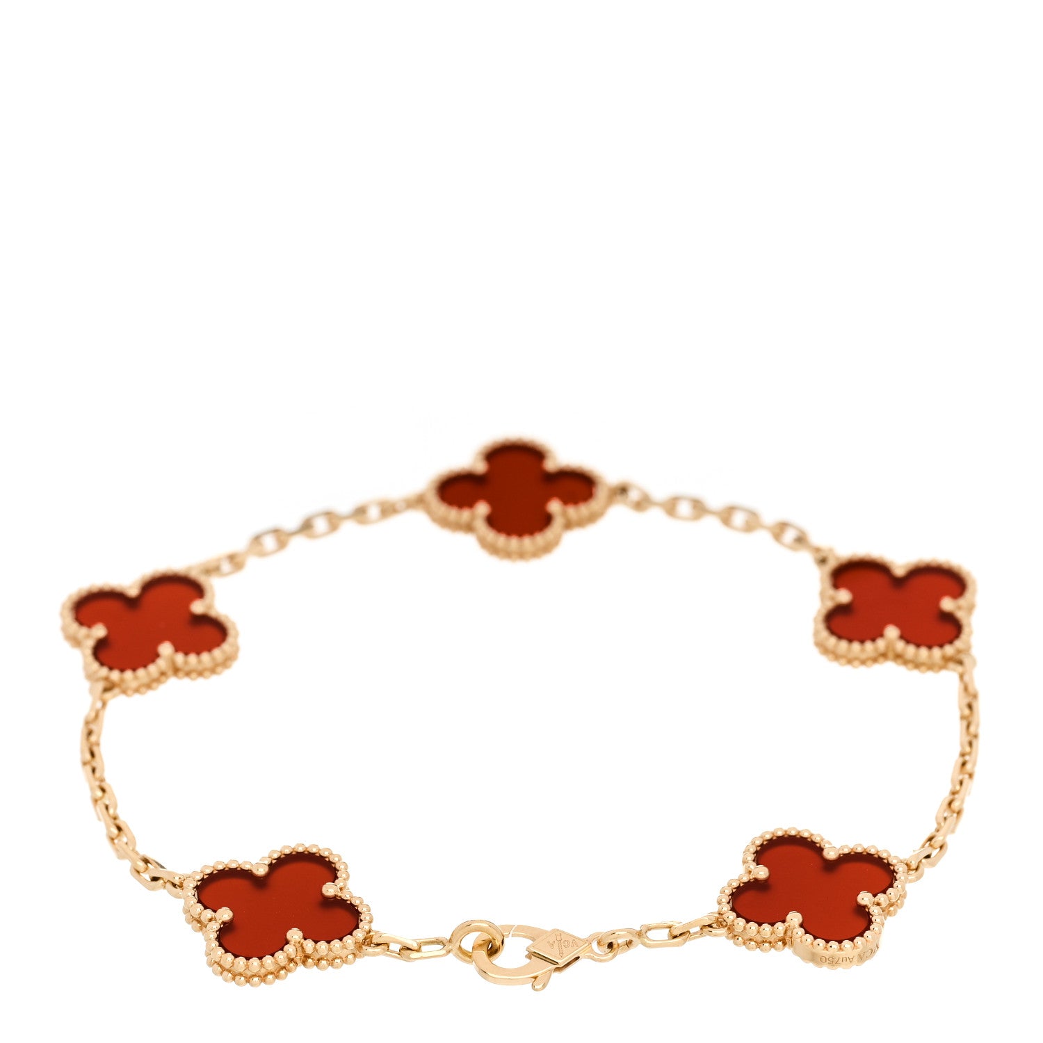 ヴァンクリーフ＆アーペル ヴィンテージアルハンブラ 5モチーフ ブレスレット カーネリアン 18K イエローゴールド VAN CLEEF & ARPELS VINTAGE ALHAMBRA 5 MOTIFS BRACELET CARNELIAN 18K YELLOW GOLD