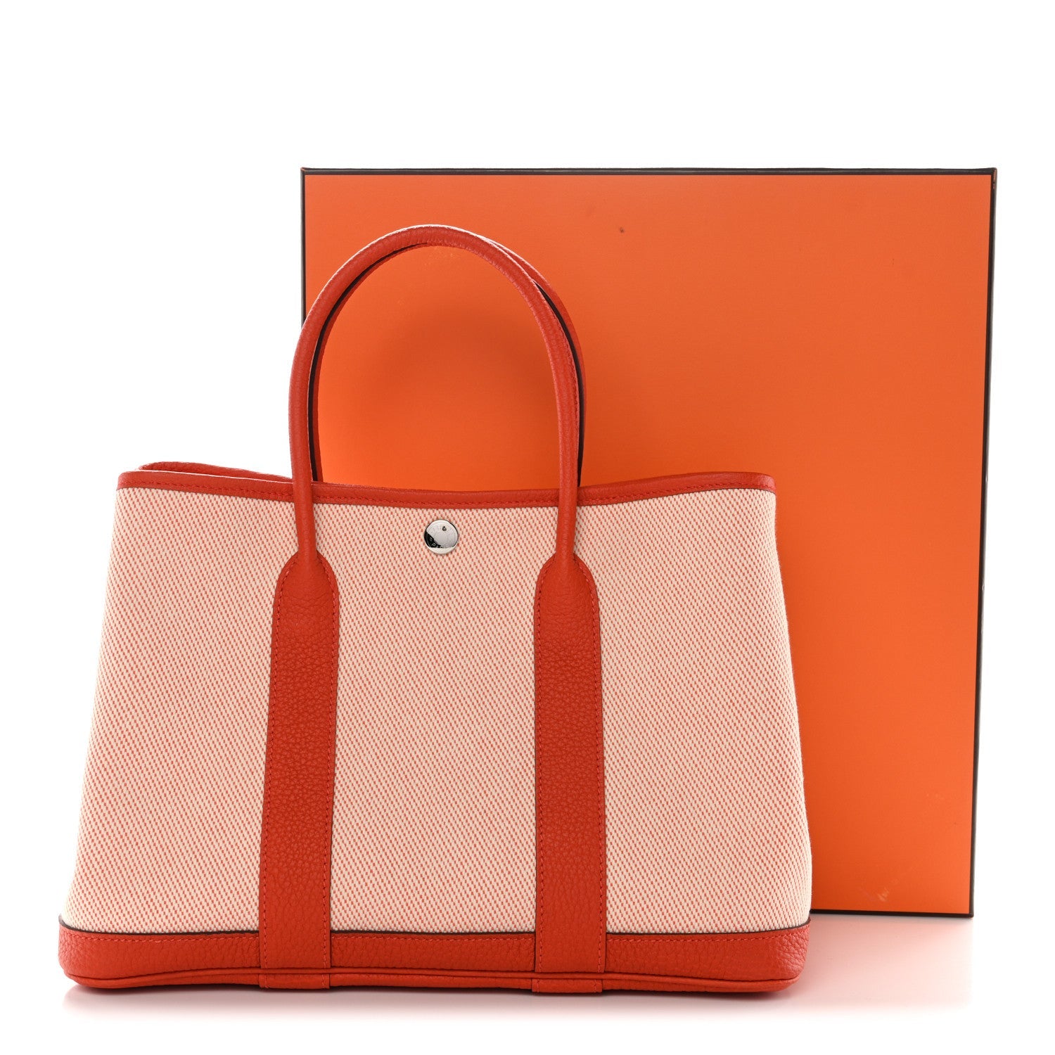 HERMES GARDEN PARTY 30 ECRU ORANGE POPPY TOILE NEGONDA