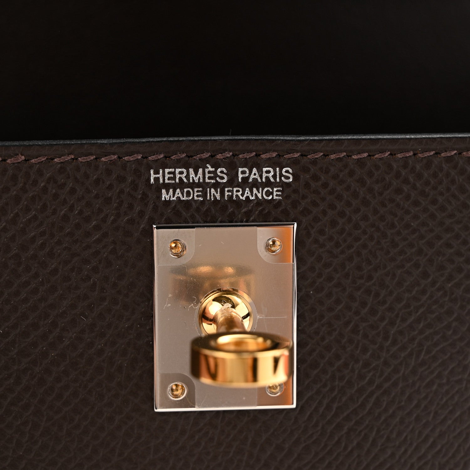 エルメス ミニケリー 20 外縫い Ebene エプソン エレクトラム金具 ゴールド金具/シルバー金具 HERMES MINI KELLY 20 SELLIER EBENE EPSOM