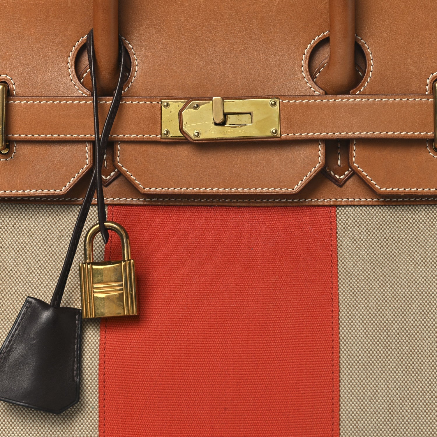 HERMES BIRKIN 40 FAUVE PAPRIKA BARENIA TOILE GOLD HARDWARE