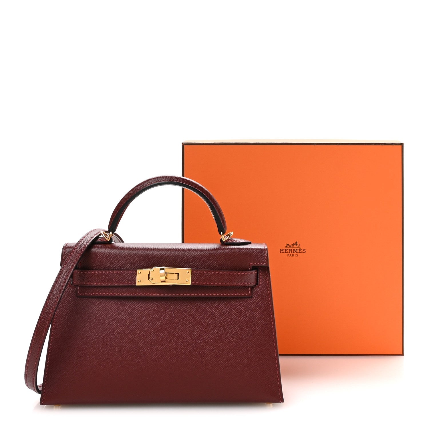エルメス ミニケリー 20 外縫い Rouge H マダムカーフ ゴールド金具 HERMES MINI KELLY 20 SELLIER ROUGE H MADAME CALFSKIN GOLD HARDWARE