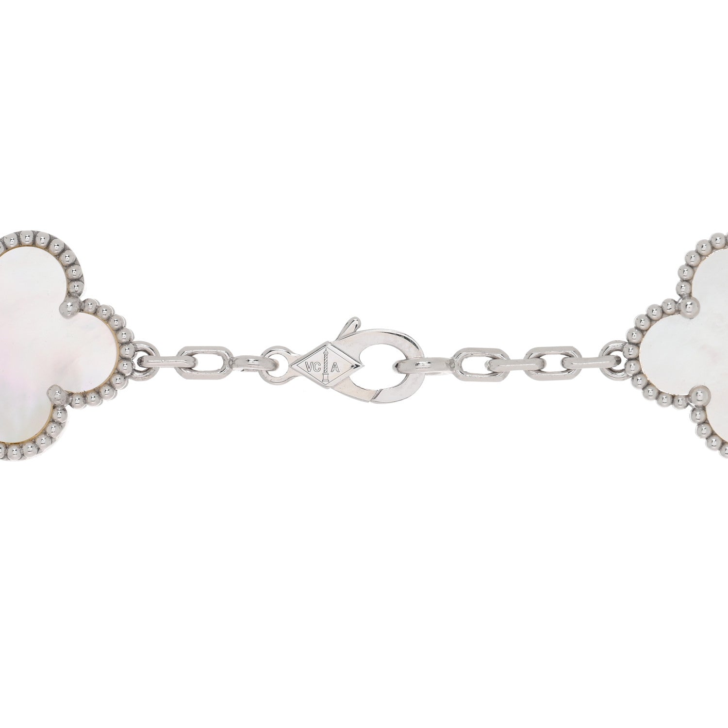 ヴァンクリーフ＆アーペル ヴィンテージアルハンブラ 10モチーフ ネックレス マザーオブパール 18K ホワイトゴールド VAN CLEEF & ARPELS VINTAGE ALHAMBRA 10 MOTIFS NECKLACE MOTHER OF PEARL 18K WHITE GOLD