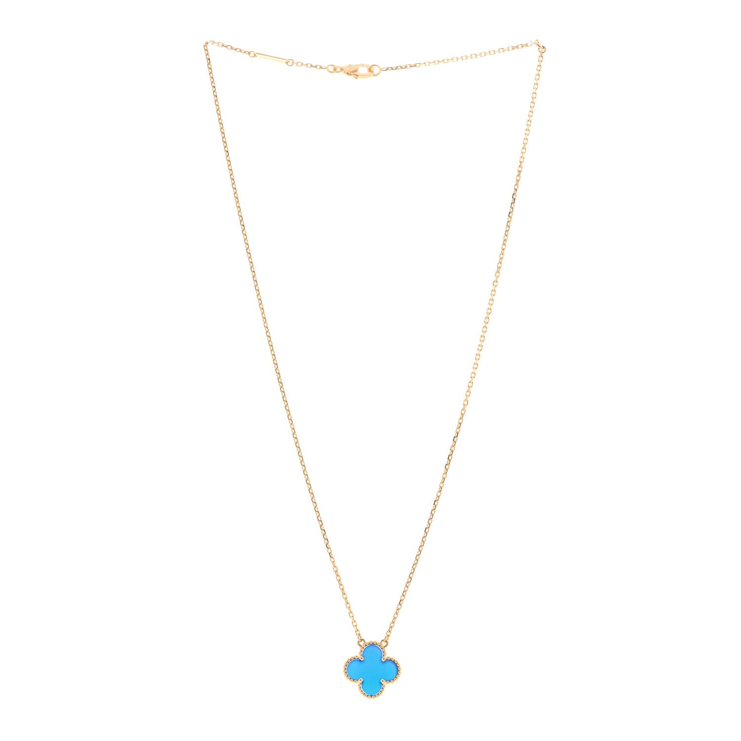 ヴァンクリーフ＆アーペル ヴィンテージアルハンブラ ペンダントネックレス ブルーアゲート 18K イエローゴールド VAN CLEEF & ARPELS VINTAGE ALHAMBRA PENDANT NECKLACE BLUE AGATE 18K YELLOW GOLD