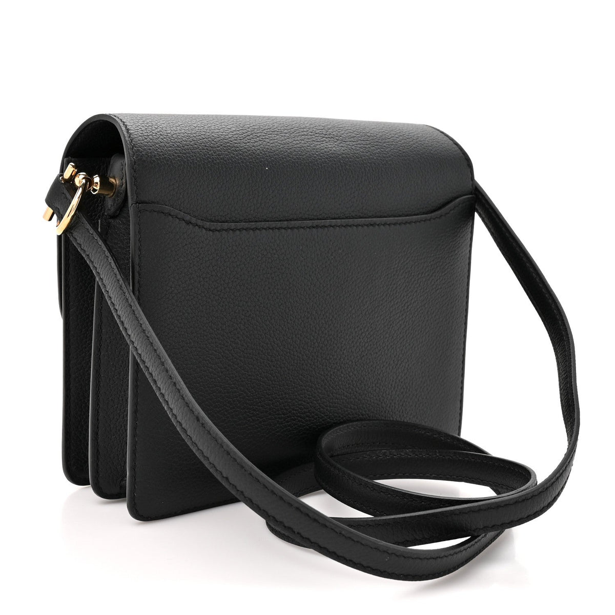 エルメス ミニルリ Black エバーグレイン ゴールド金具 HERMES ROULIS BLACK EVERGRAIN GOLD HARDWARE