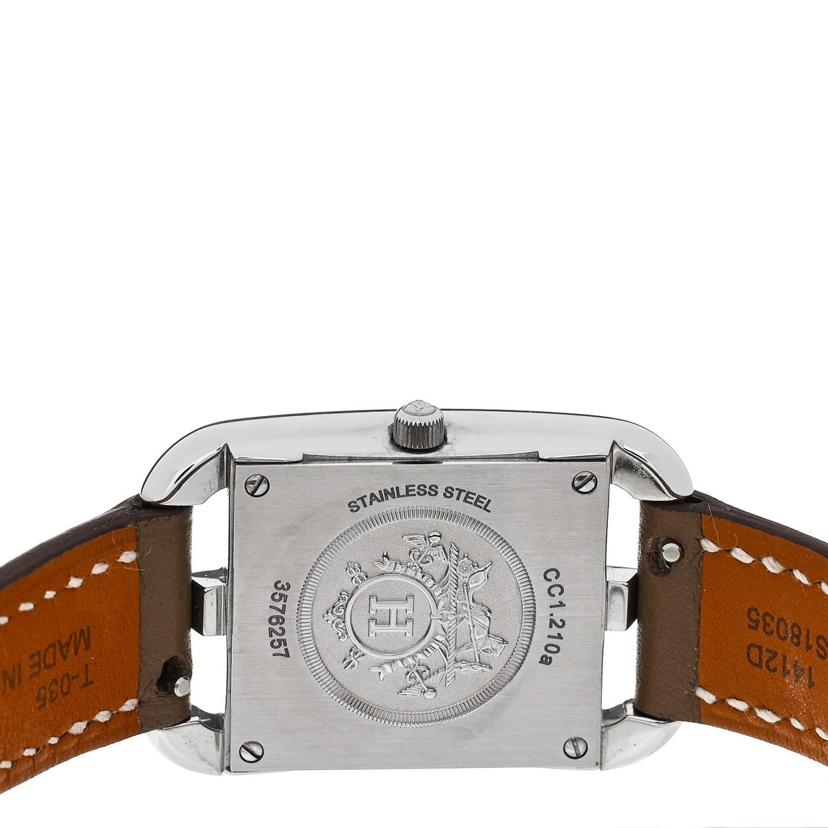 Hermes Cape Cod 23MM Quartz Watch Etoupe Swift Mother of Pearl Stainless Steel