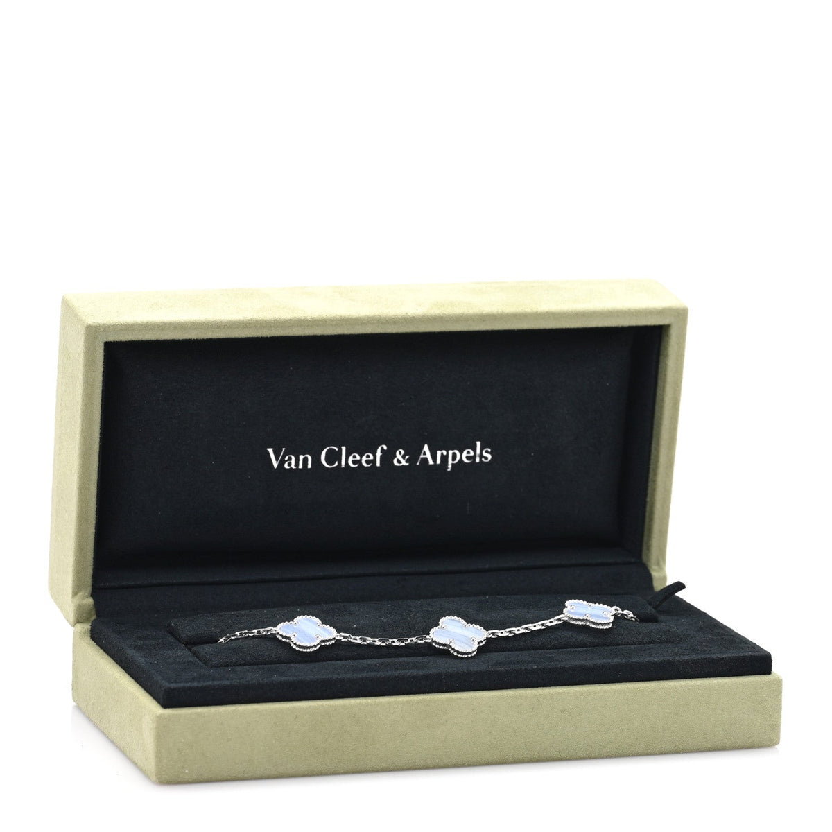 ヴァンクリーフ＆アーペル ヴィンテージアルハンブラ 5モチーフ ブレスレット カルセドニー 18K ホワイトゴールド VAN CLEEF & ARPELS VINTAGE ALHAMBRA 5 MOTIFS BRACELET CHALCEDONY 18K WHITE GOLD