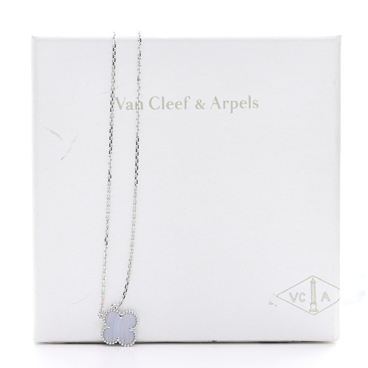 ヴァンクリーフ＆アーペル ヴィンテージアルハンブラ ペンダントネックレス カルセドニー 18K ホワイトゴールド VAN CLEEF & ARPELS VINTAGE ALHAMBRA PENDANT NECKLACE CHALCEDONY 18K WHITE GOLD