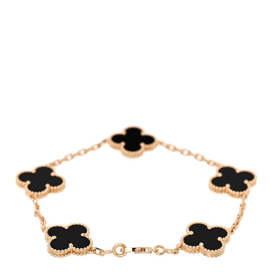 ヴァンクリーフ＆アーペル ヴィンテージアルハンブラ 5モチーフ ブレスレット ブラックオニキス 18K イエローゴールド VAN CLEEF & ARPELS VINTAGE ALHAMBRA 5 MOTIFS BRACELET BLACK ONYX 18K YELLOW GOLD