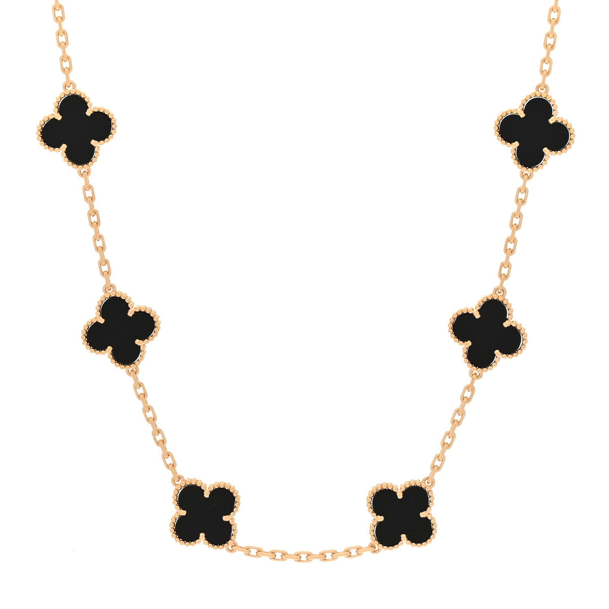 ヴァンクリーフ＆アーペル ヴィンテージアルハンブラ 10モチーフ ネックレス ブラックオニキス 18K イエローゴールド VAN CLEEF & ARPELS VINTAGE ALHAMBRA 10 MOTIFS NECKLACE BLACK ONYX 18K YELLOW GOLD