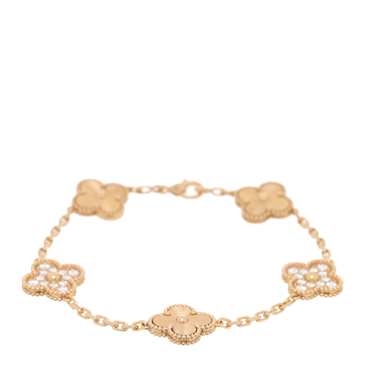 ヴァンクリーフ＆アーペル ヴィンテージアルハンブラ 5モチーフ ブレスレット マルチカラー 18K イエローゴールド VAN CLEEF & ARPELS VINTAGE ALHAMBRA 5 MOTIFS BRACELET MULTICOLOR 18K YELLOW GOLD