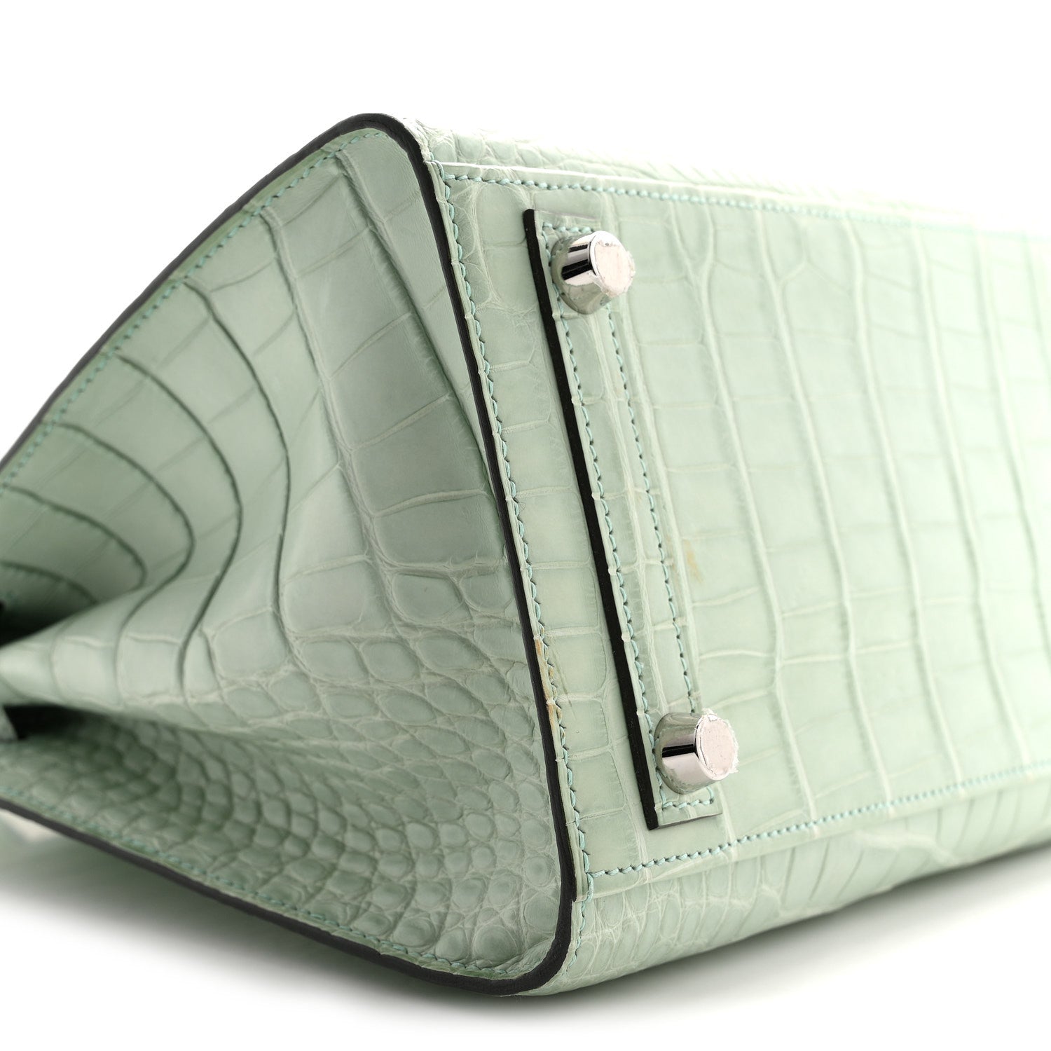 エルメス バーキンセリエ 25 外縫い Vert D'eau マットアリゲーター シルバー金具 HERMES BIRKIN 25 SELLIER VERT D'EAU MATTE ALLIGATOR SILVER HARDWARE