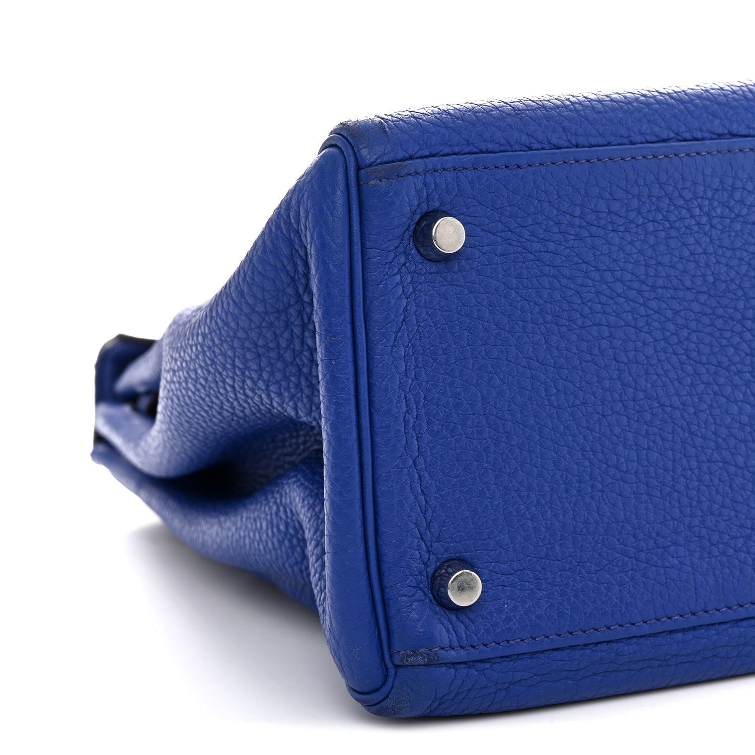 HERMES KELLY 35 RETOURNE BLEU ELECTRIQUE TOGO SILVER HARDWARE