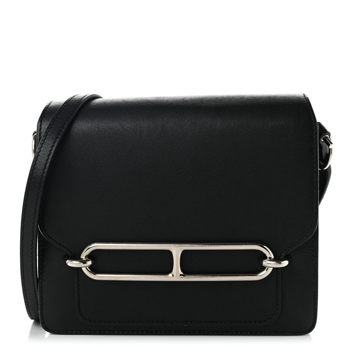 エルメス ミニルリ Black エバーグレイン シルバー金具 HERMES ROULIS BLACK EVERGRAIN SILVER HARDWARE