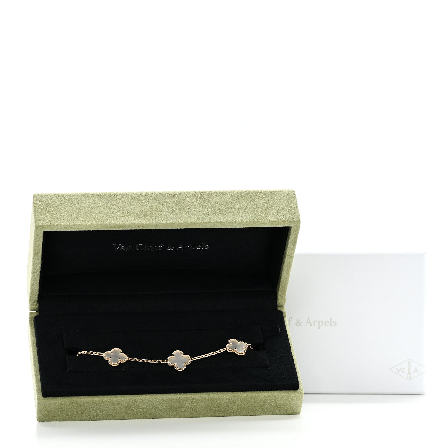 Van Cleef & Arpels 18K Yellow Gold Mother-of-Pearl 5-Motif Vintage Alhambra Bracelet