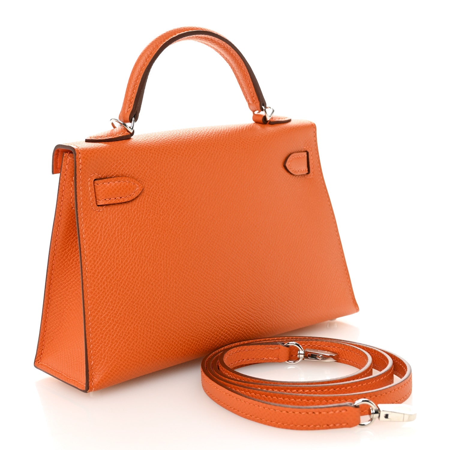 エルメス ミニケリー 20 外縫い Orange エプソン シルバー金具 HERMES MINI KELLY 20 SELLIER ORANGE EPSOM SILVER HARDWARE