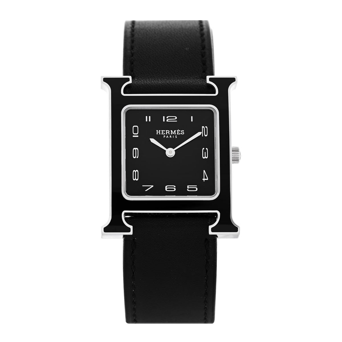 エルメス Hウォッチ クォーツ 26mm ステンレス ブラック バレニア HERMES HEURE H QUARTZ WATCH 26MM STAINLESS STEEL NOIR BARENIA