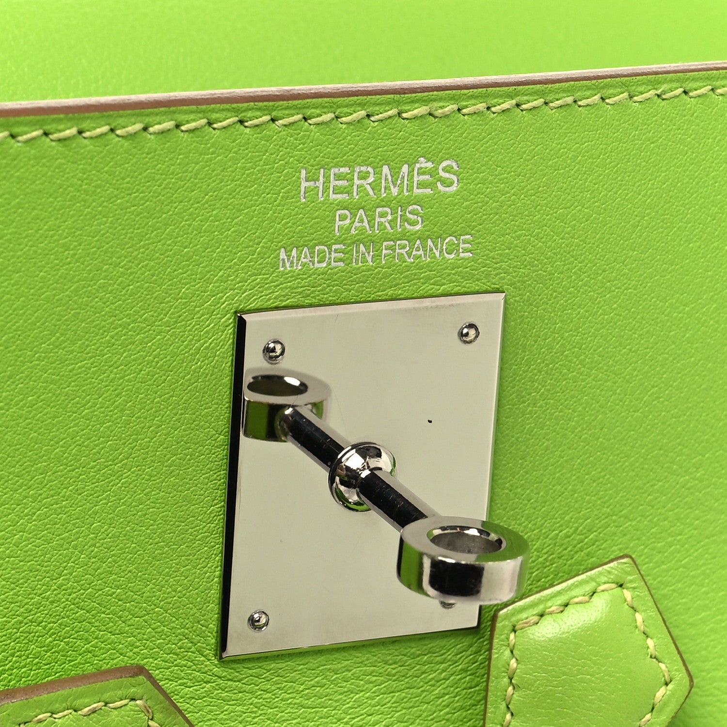 Hermes Kelly Lakis 35 Granny Green Apple Color Swift All Leather Silver Hardware HERMES KELLY LAKIS 35 GRANNY APPLE GREEN SILVER HARDWARE [Used] 