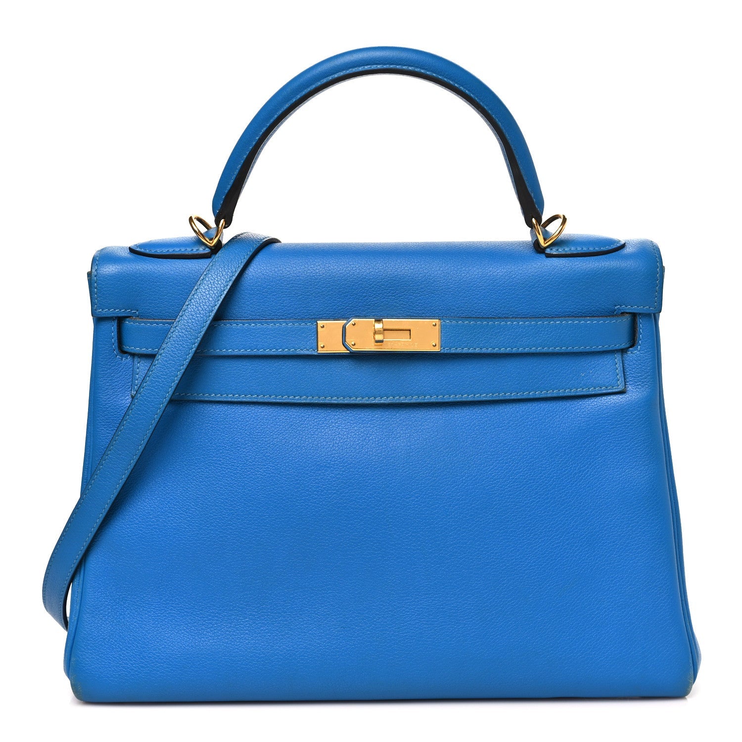 エルメス ケリー32 内縫い Bleu Zanzibar エバーカラー ゴールド金具 HERMES KELLY32 RETOURNE BLEU ZANZIBAR EVERCOLOR GOLD HARDWARE