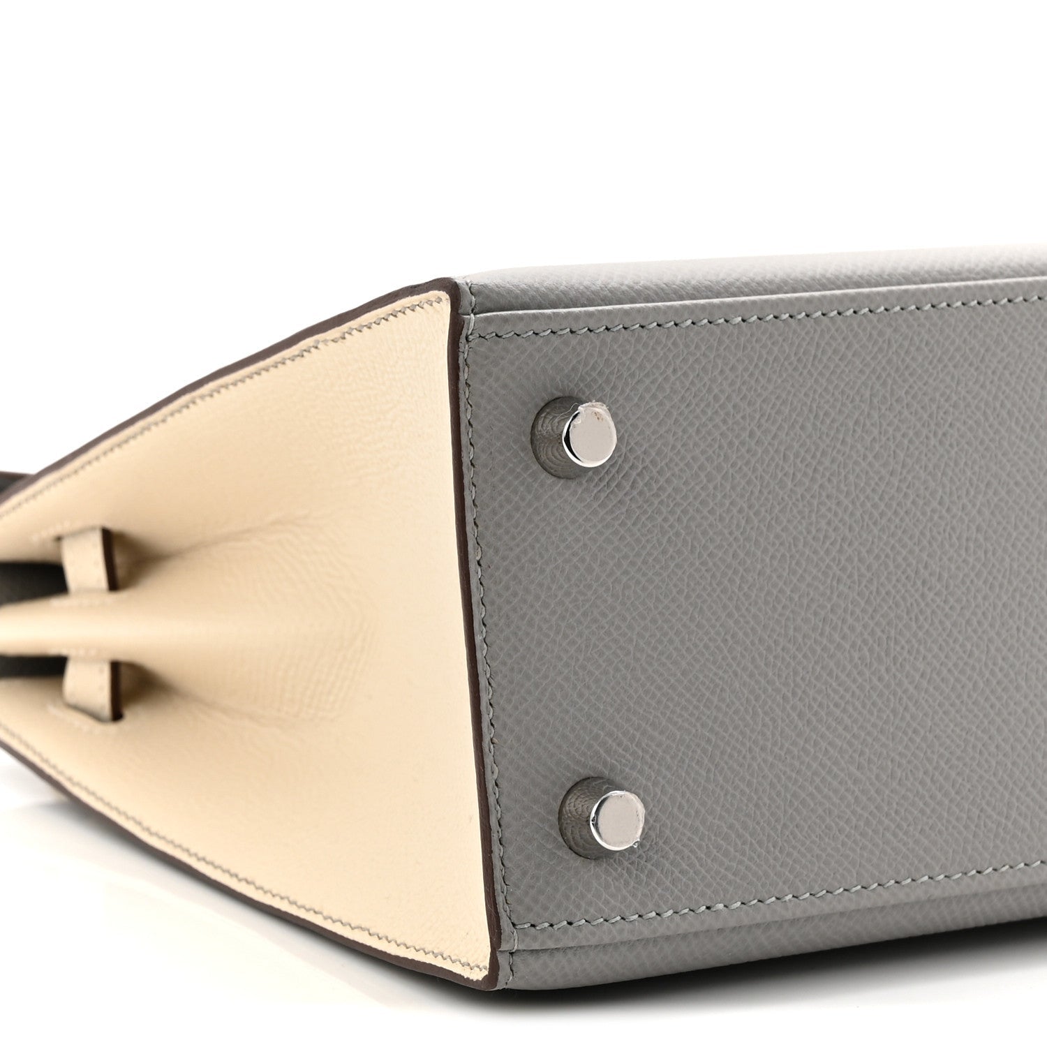 HERMES KELLY 25 SELLIER HSS SPECIAL ORDER GRIS MOUETTE CRAIE EPSOM SILVER HARDWARE