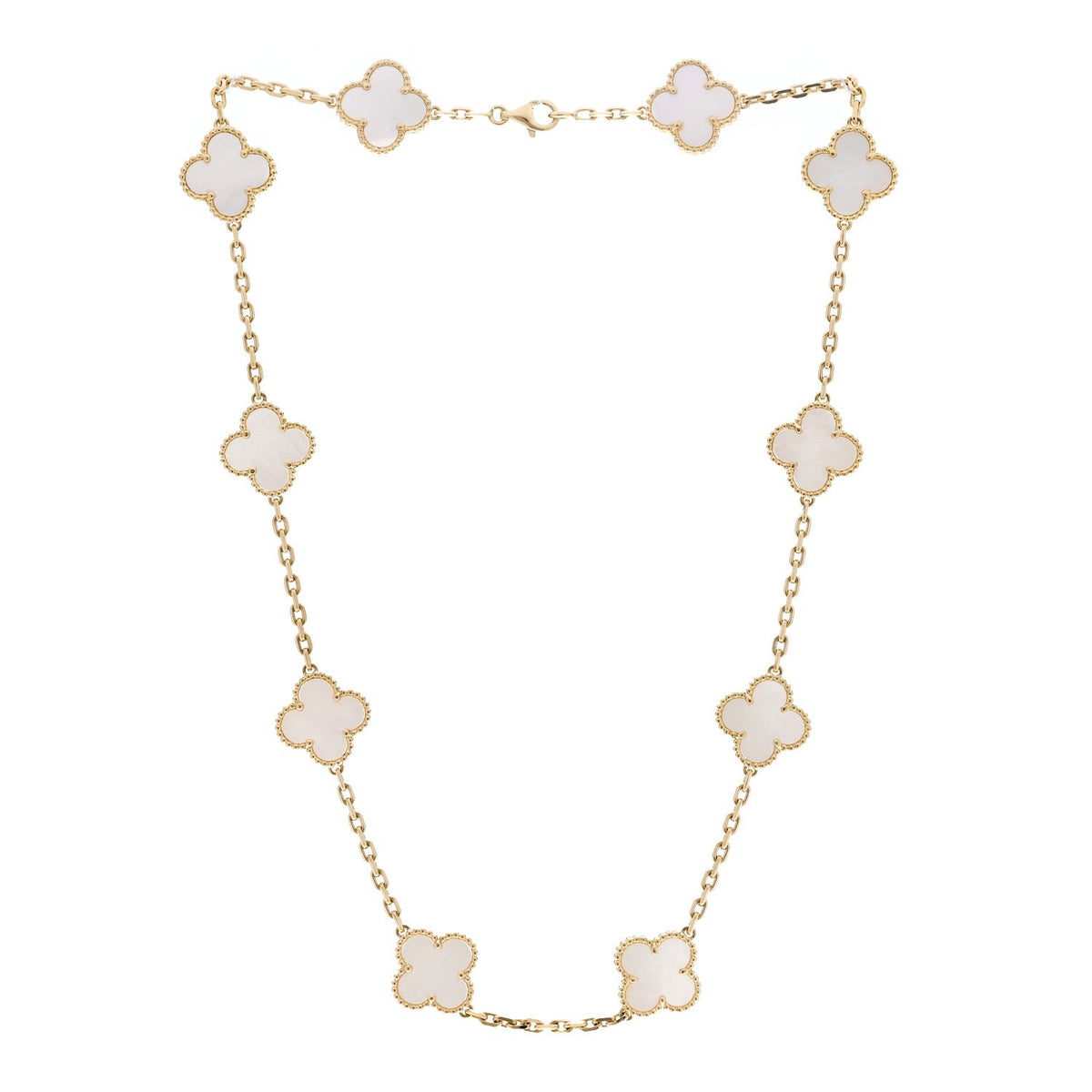 Van Cleef & Arpels Vintage Alhambra 10-Motif Necklace Mother-of-Pearl 18K Yellow Gold
