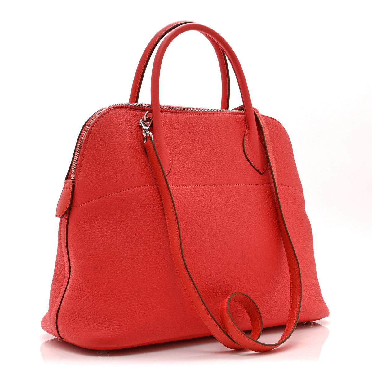 Hermès Bolide 35 Rouge Pivoine Taurillon Clemence Silver Hardware