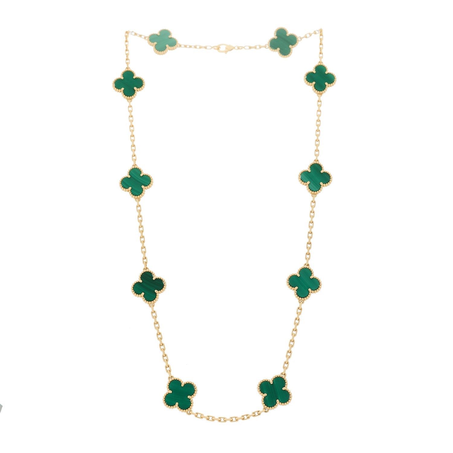 ヴァンクリーフ＆アーペル ヴィンテージアルハンブラ 10モチーフ ネックレス マラカイト 18K イエローゴールド VAN CLEEF & ARPELS VINTAGE ALHAMBRA 10 MOTIFS NECKLACE MALACHITE 18K YELLOW GOLD