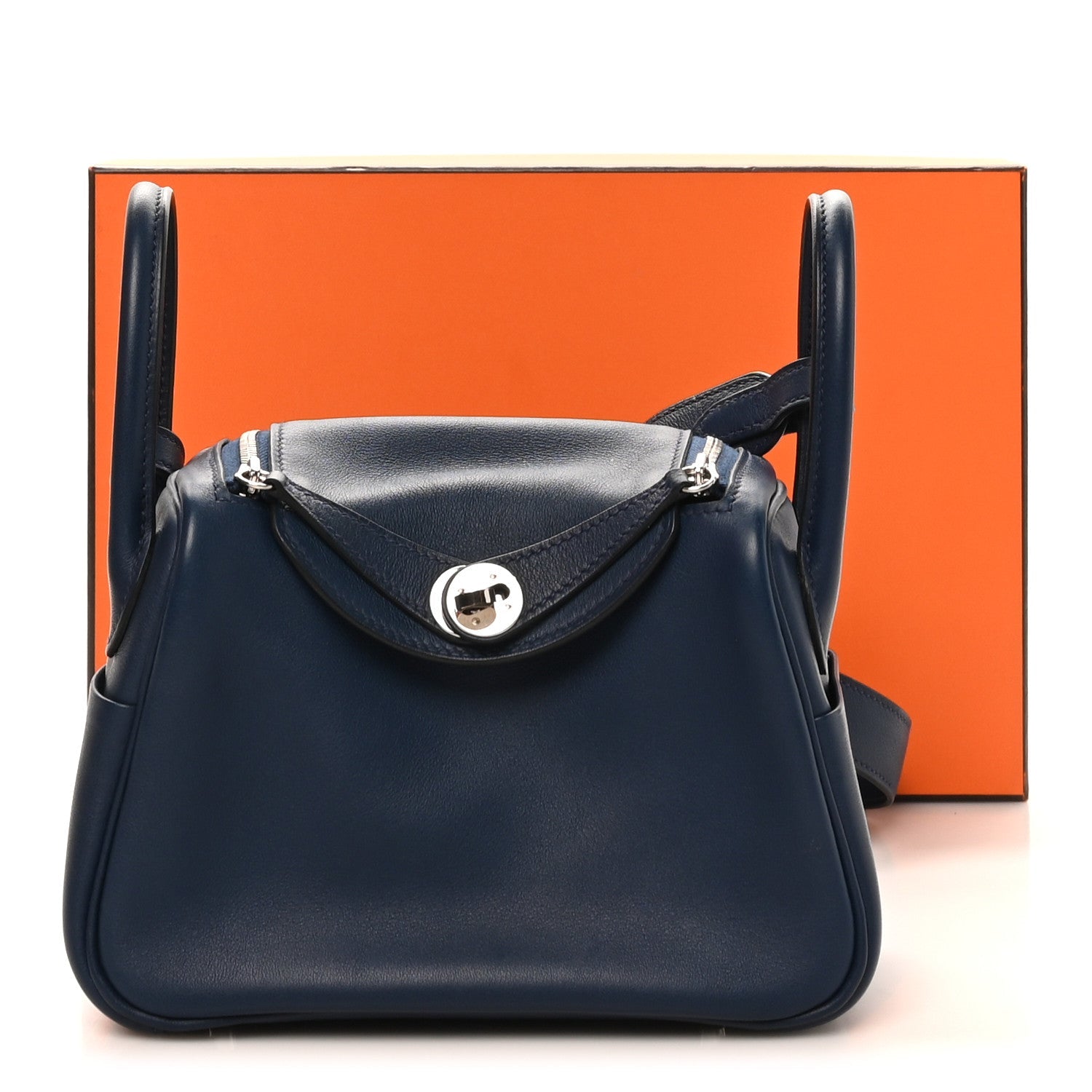 エルメス リンディ 20 ヴェルソ Bleu Navy Terre Battue スイフト シルバー金具 HERMES LINDY 20 VERSO BLEU NAVY TERRE BATTUE SWIFT SILVER HARDWARE