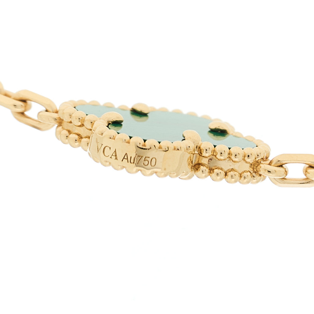 ヴァンクリーフ＆アーペル ヴィンテージアルハンブラ 10モチーフ ネックレス マラカイト 18K イエローゴールド VAN CLEEF & ARPELS VINTAGE ALHAMBRA 10 MOTIFS NECKLACE MALACHITE 18K YELLOW GOLD