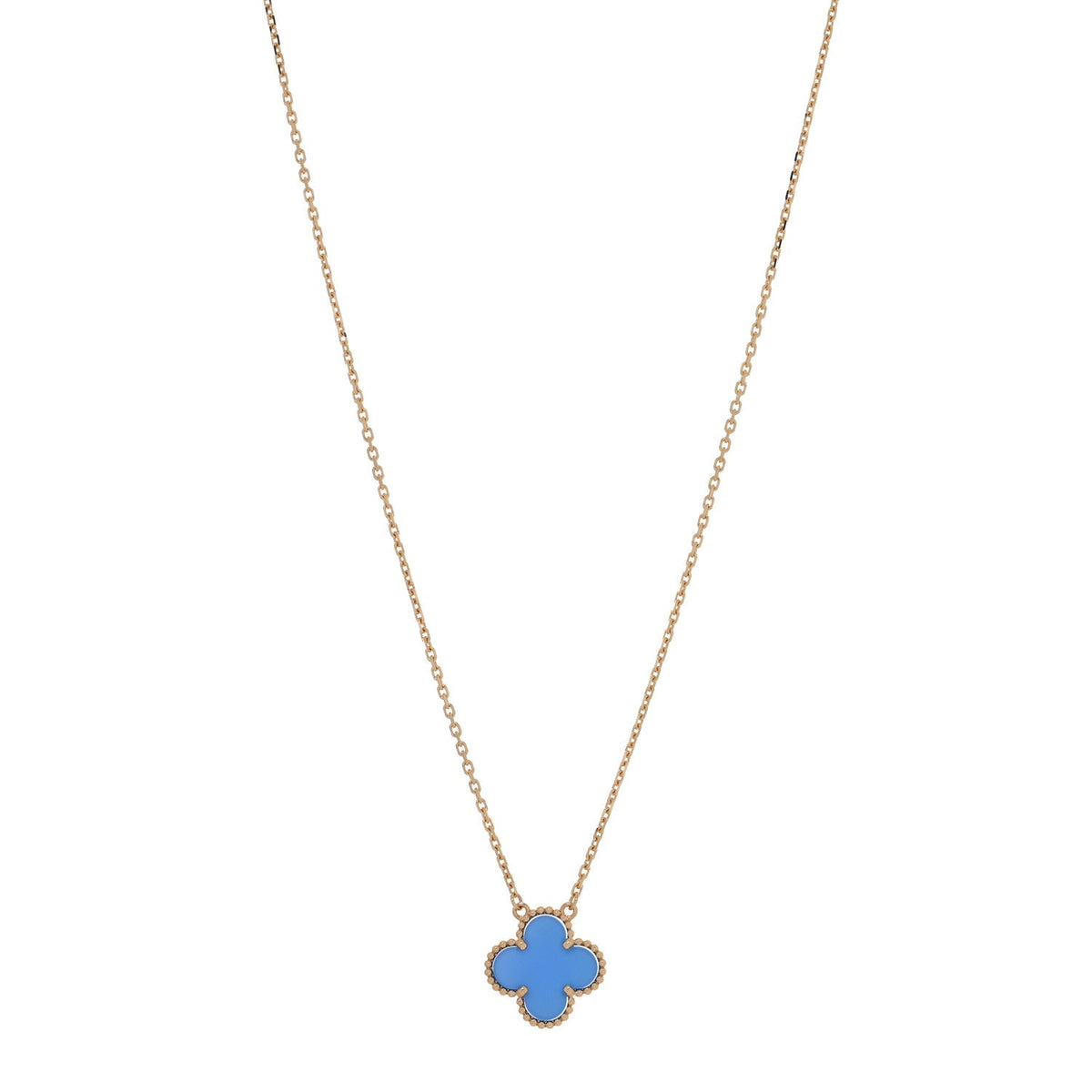 ヴァンクリーフ＆アーペル ヴィンテージアルハンブラ ペンダントネックレス ブルーアゲート 18K イエローゴールド VAN CLEEF & ARPELS VINTAGE ALHAMBRA PENDANT NECKLACE BLUE AGATE 18K YELLOW GOLD